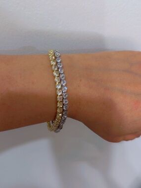 Gold & Silver Crystal Tennis Bracelets - Elegant Women's Jewelry